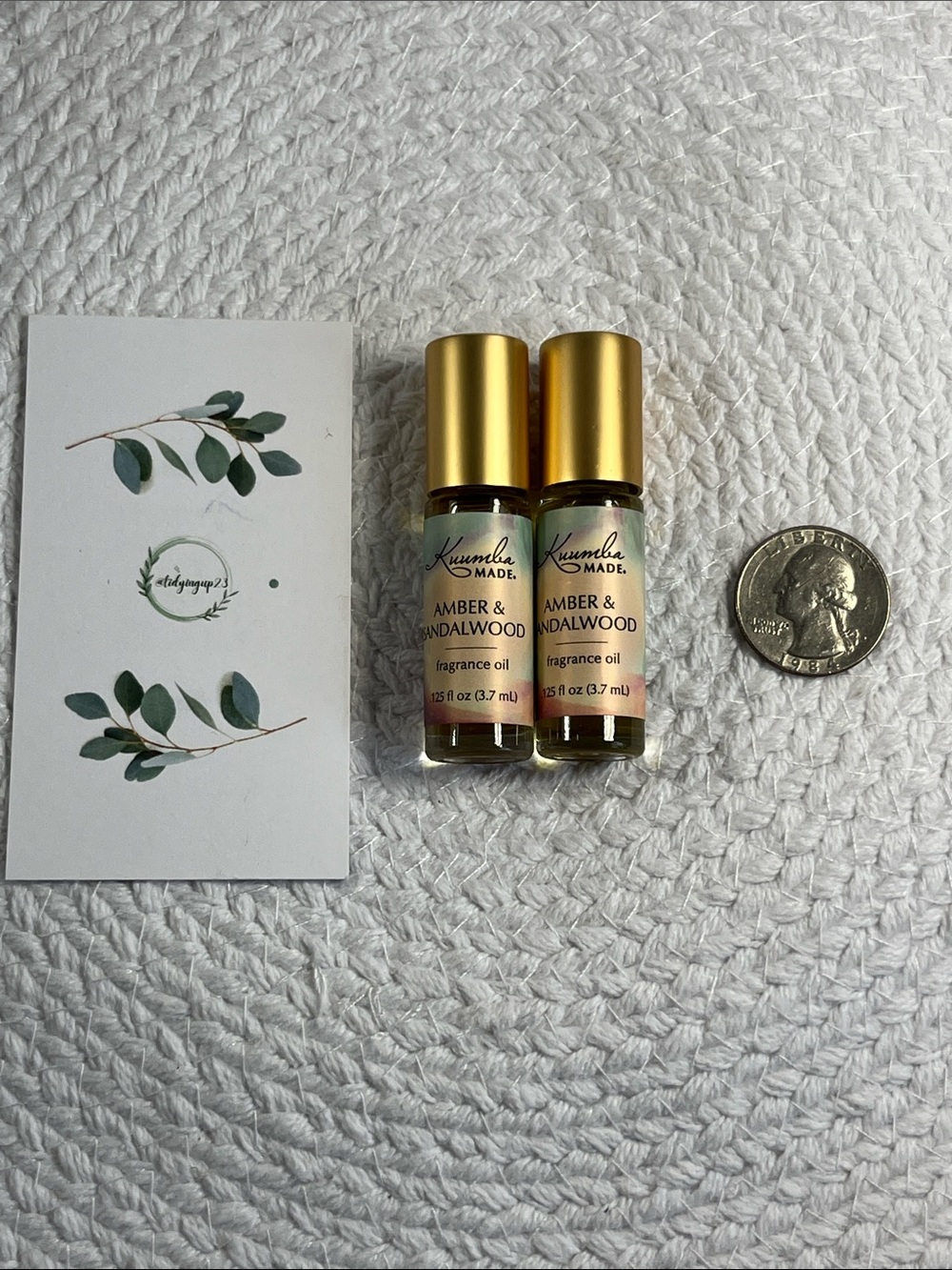 Kuumba Made Amber & Sandalwood Fragrance Oil Lot of 2 (.125 fl oz / 3.7 mL each